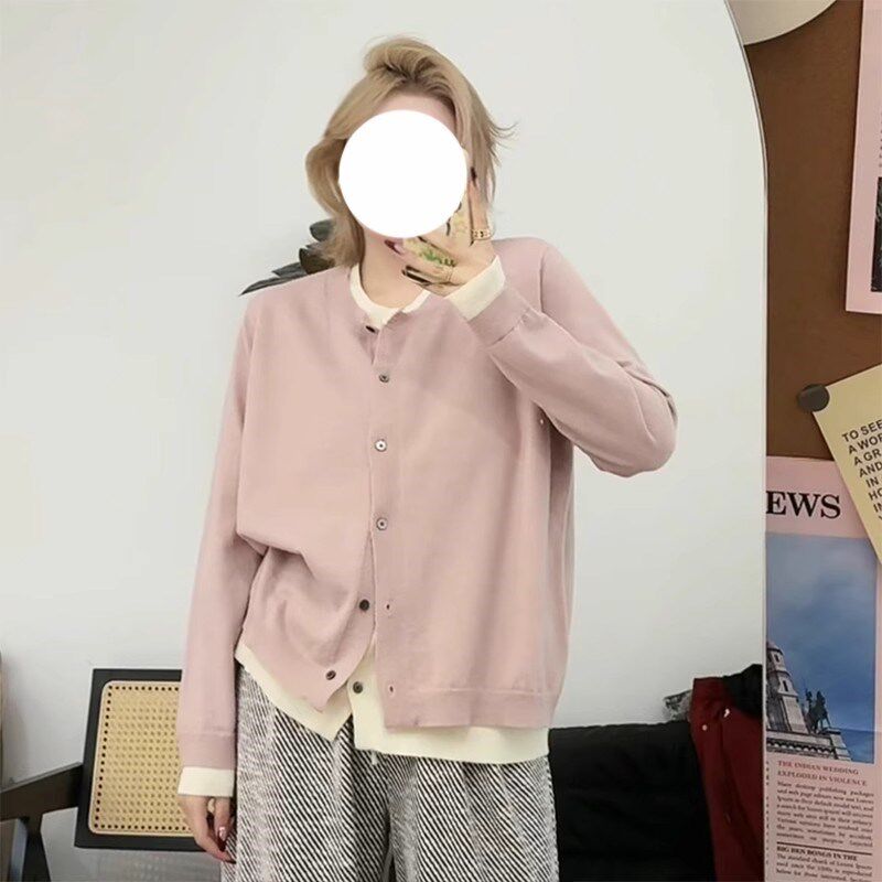 速发大码装假两件撞软针织衫上衣20长4早新款巨色糯开衫2袖