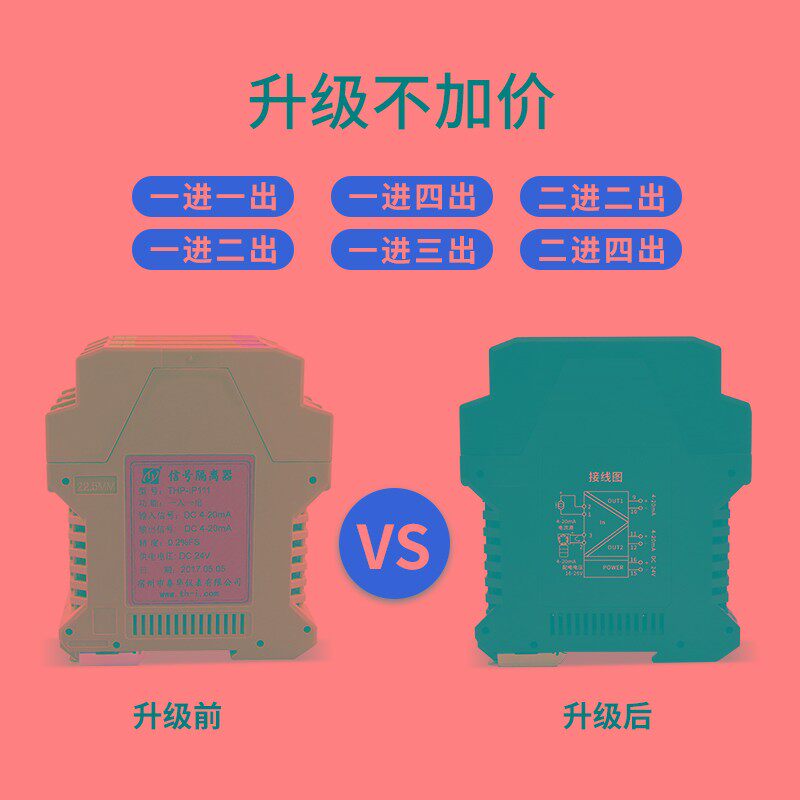 速发电流电压模拟量输入隔离变送器二-20mA转0-10V一进4四出220V