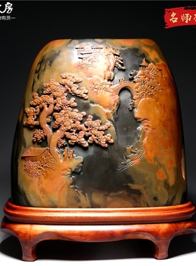 速发名师作品老坑轻台摆砚舟已过重山/高档原石籽料/件歙砚原石收