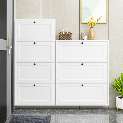 速发钢制翻户鞋柜免安装家用极窄门口入斗超薄大容量玄关小薄收纳