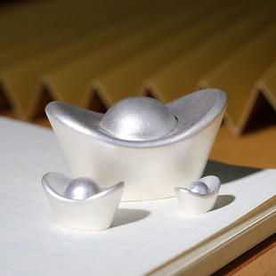 现货足银S9999银元宝实心古法财字银锭子纯银摆件收藏投资白银银