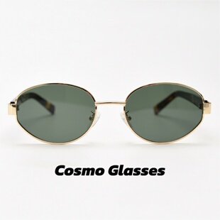 巴恩老钱风时尚复古美式金属墨镜女高级感椭圆形防晒圆脸太阳眼镜