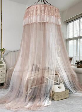 CB#1米直径双层可脱卸蕾丝吊顶圆顶1.2m1.8m2m2.2m床用家用蚊帐床