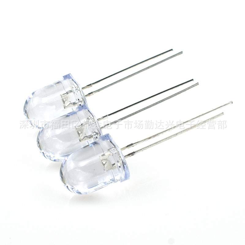 f10白发翠绿10mm绿光绿色指示灯超高亮长脚直插led灯珠发光二极管
