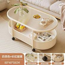 奶油风轻便可移动边几小户型客厅茶几沙发侧边带轮简约收纳小推车