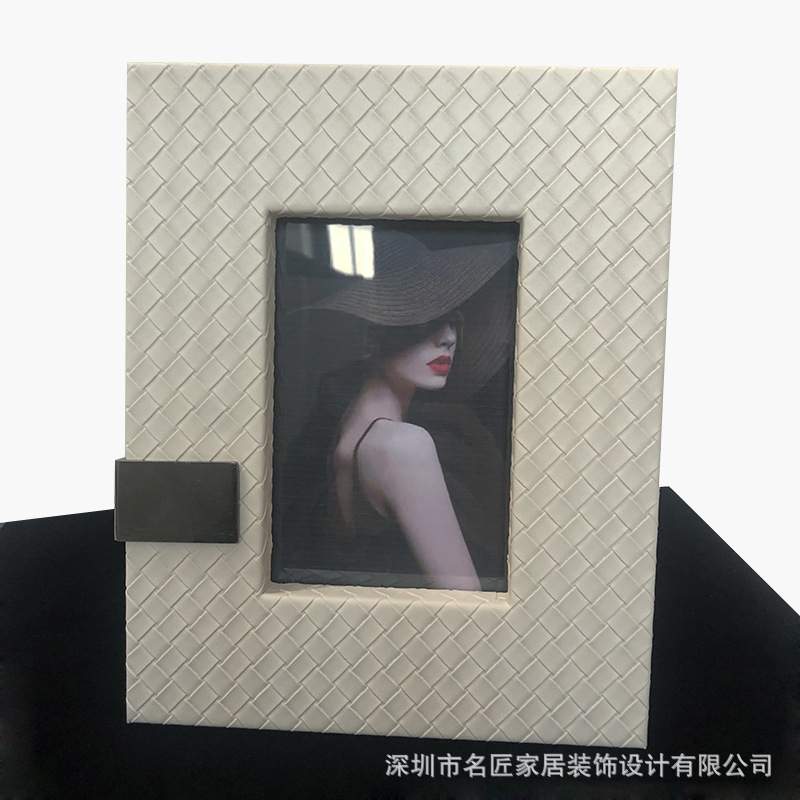 现代简约木质皮革相框梳妆台画框样板房书房桌面软装饰品摆件相框