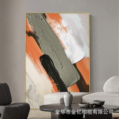 手工抽象色块装饰画现代玄关立体肌理感油画大型尺寸锂合金画框挂图片