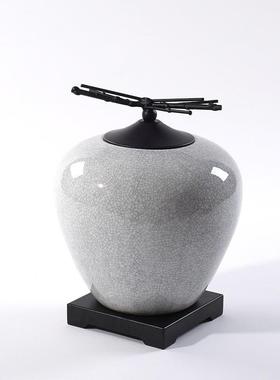 新中式创陶YH022意古典裂纹瓷罐摆件书摆房办公桌博古书柜架玄关