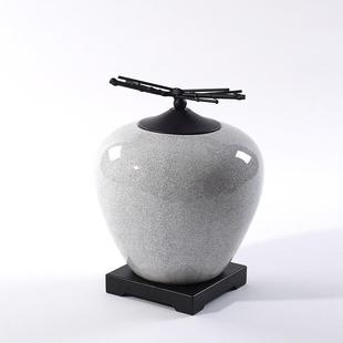 新中式创陶YH022意古典裂纹瓷罐摆件书摆房办公桌博古书柜架玄关