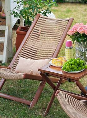 新中式藤椅户庭院外躺椅台桌椅家用阳休闲椅子休小闲折叠户FVO外