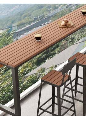 脚户外IWF防晒塑木吧桌椅组合商用靠窗院多人吧台桌别墅庭花园高