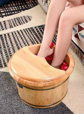 柏木足浴桶温人按摩碳化VJM成木桶泡脚家用洗脚盆香实木保盆加厚
