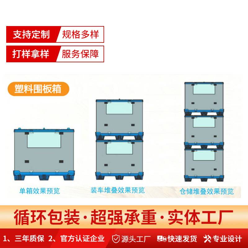 工业塑料周转箱PP可折叠可堆叠蜂窝板围板箱零件周转箱高承重防水