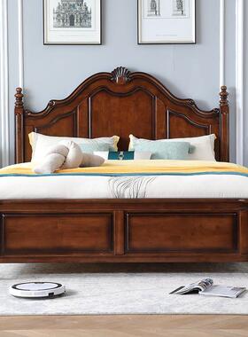 大全实木床美K1022#式雕花双床1储.8米现代简约卧室婚床人橡木物