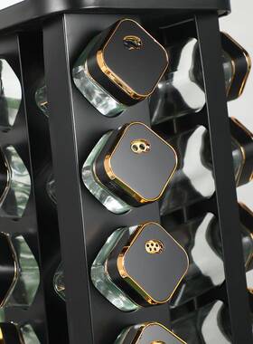 家用多6.26（2功装能瓶调料架多层加旋厚方调料瓶套收纳架黑色转