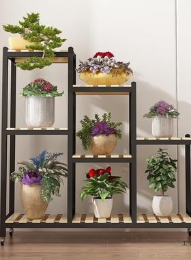 新款多2025OMB阶梯花架置物可架阳台客厅室内地落式层花盆架加轮
