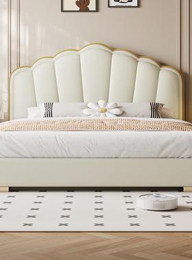 皮十虎油风床主现代卧简约公主女孩儿童LPO床软包床奶小户型家用