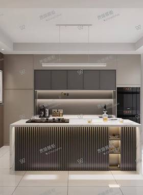 岩板体岛台单独工业客厅大理NQH石餐边柜吧台做饭中台餐桌岛风一