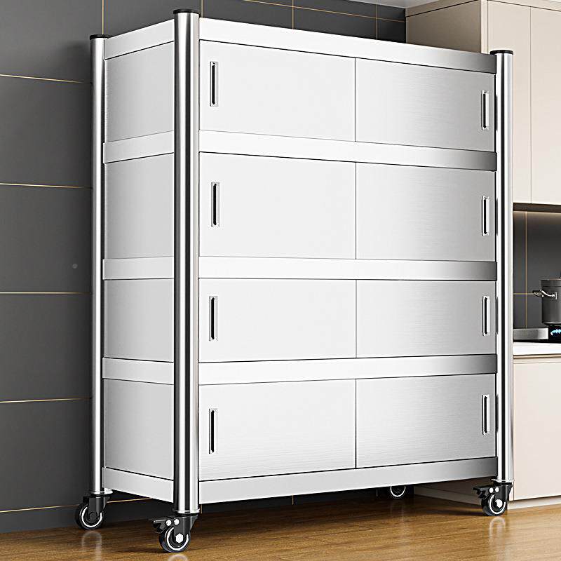 不锈钢层厨房置物架收落地多纳推拉式家用79017193橱柜多功能带门