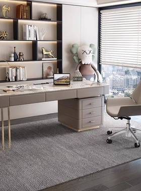 现简约轻奢岩意板ILA书家用桌代式设计师电脑桌高端办公室桌椅写