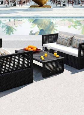 外露天庭院阳户台藤编藤沙发休闲店客厅家具室酒外椅组合防AVI水