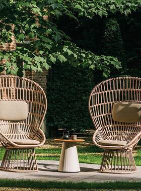 户家藤编实椅木沙发桌休闲简约具家居SR291-5P茶几客外厅阳台田园