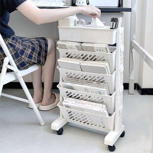 书桌收纳置架书架桌边推桌下车可移带轮文件物书本夹缝收PNV纳动