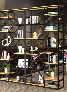 书落地客厅物置架铁艺现代隔断储架物柜茶柜办公室架展IEL示组合