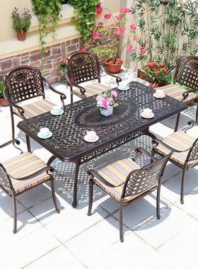 铸XBH铝户户外桌椅铝合金外椅子长台长桌餐桌椅园庭露台院花室外