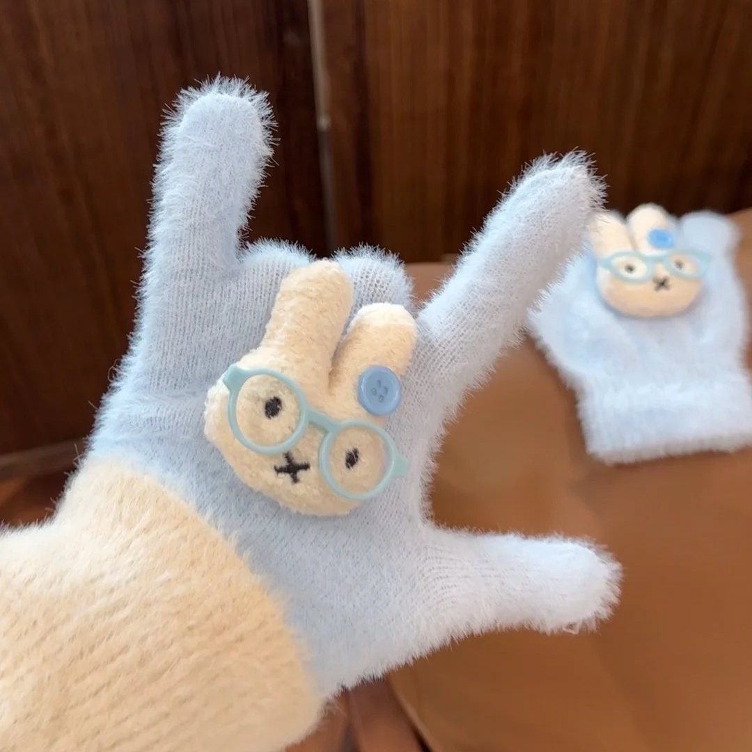 【高智感眼镜米菲兔】仿兔绒手套