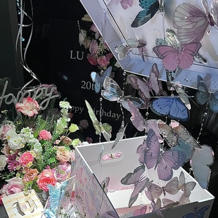 蝴蝶门帘礼盒装饰品DIY材料包成品pvc送闺蜜生日毕业七夕礼物女