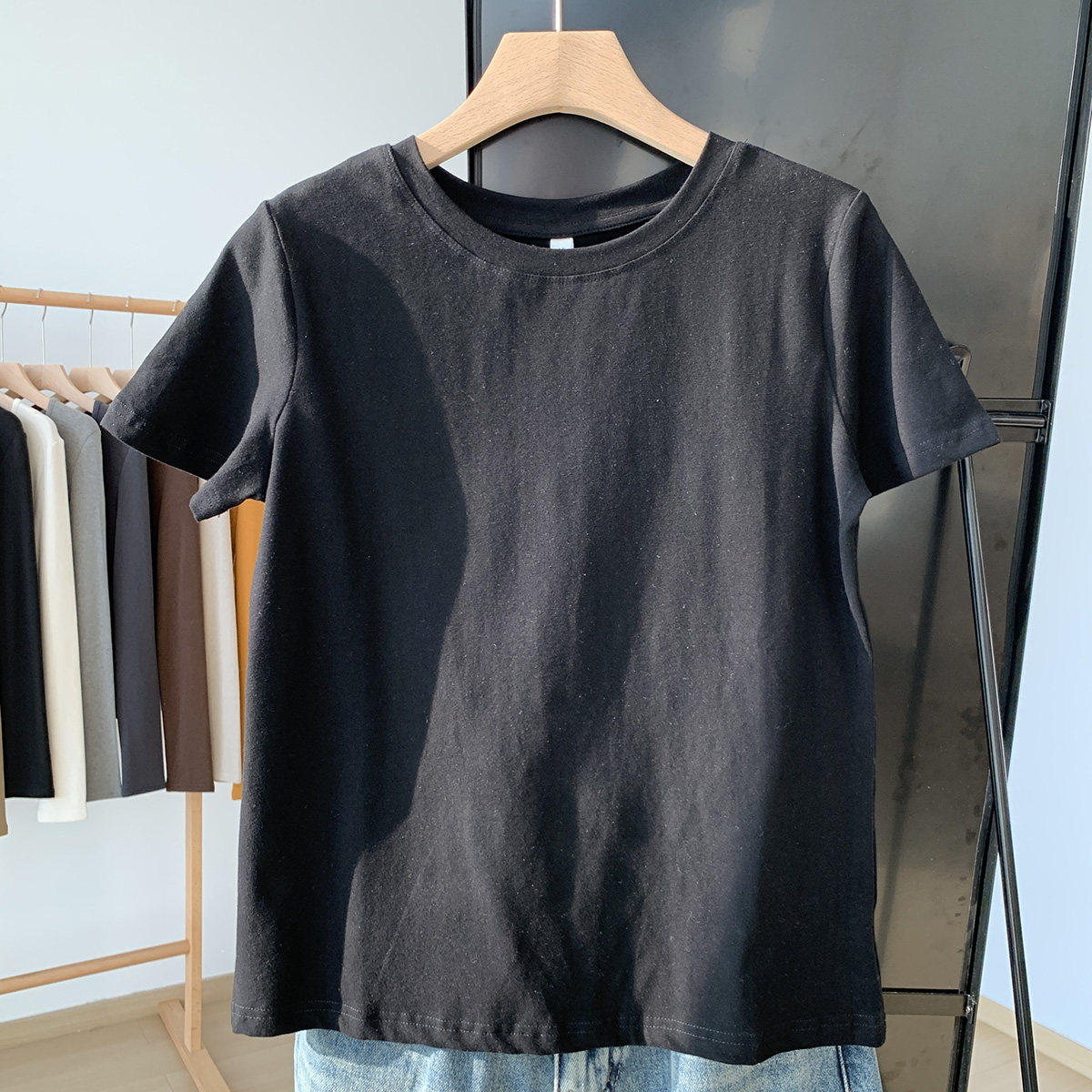 韩版2024新款正肩磨毛短袖T恤女重磅小个子修身显瘦短款棉质上衣,女装/女士精品,T恤,淘宝优惠券,粉丝福利购,淘宝优惠卷