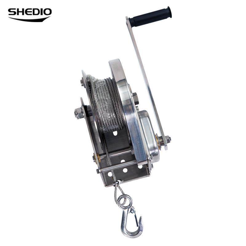 双向自锁手摇绞盘304不锈钢手动绞盘2600磅卷扬机1200磅绞车