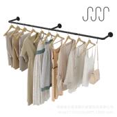 服装 架工业风水管挂衣架上墙展示衣帽架壁挂式 铁艺衣架