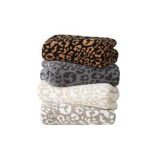 货源半边绒豹纹毯毛线毯子沙发盖毯软装搭配线毯子布罗艾