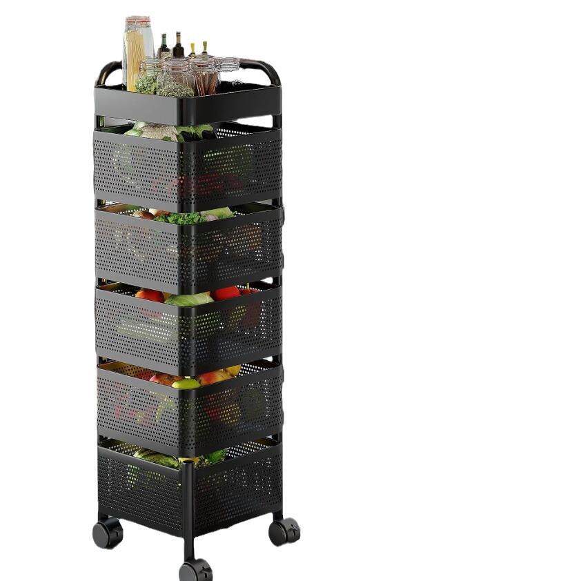 移动厨房置物架家用简易货架落地碳钢式多层收纳架子厨房置物架