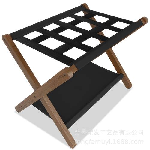 木制双层行李箱收纳架酒店卧室折叠分层行李鞋架落地式实木收纳架