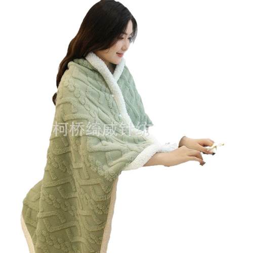 多功能保暖塔芙绒双层盖腿毛毯秋冬宿舍办公学生午睡保暖披肩毯