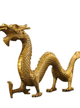 生肖铜龙摆件全铜龙祥龙金龙瑞兽生意兴隆家居玄关办公室店铺装饰