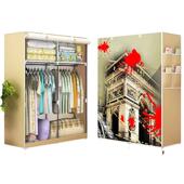 简易衣柜时尚 布卧室收纳整理挂衣架衣服架简约钢架