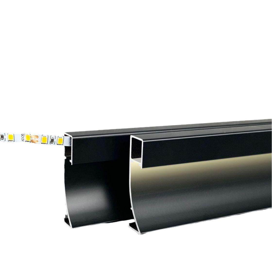 铝材铝合金踢脚脚线带发光l贴ed灯发光灯金属脚线踢板明装款