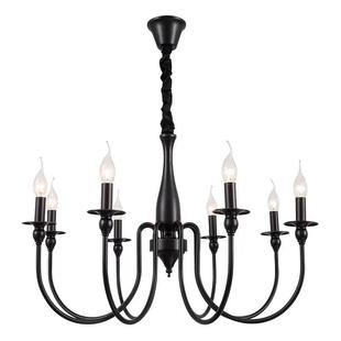 卧室中山灯具 吊灯新款 美式 复古蜡烛吊灯大厅主灯黑色复古客厅法式