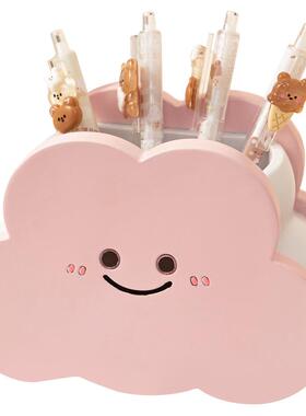 新款创意卡通云朵笔筒可爱桌面办公收纳树脂摆件学生开学生日礼物