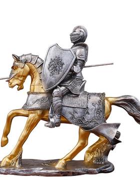 现货北欧胜利骑士创意树脂工艺品办公室装饰复古盔甲骑士摆件