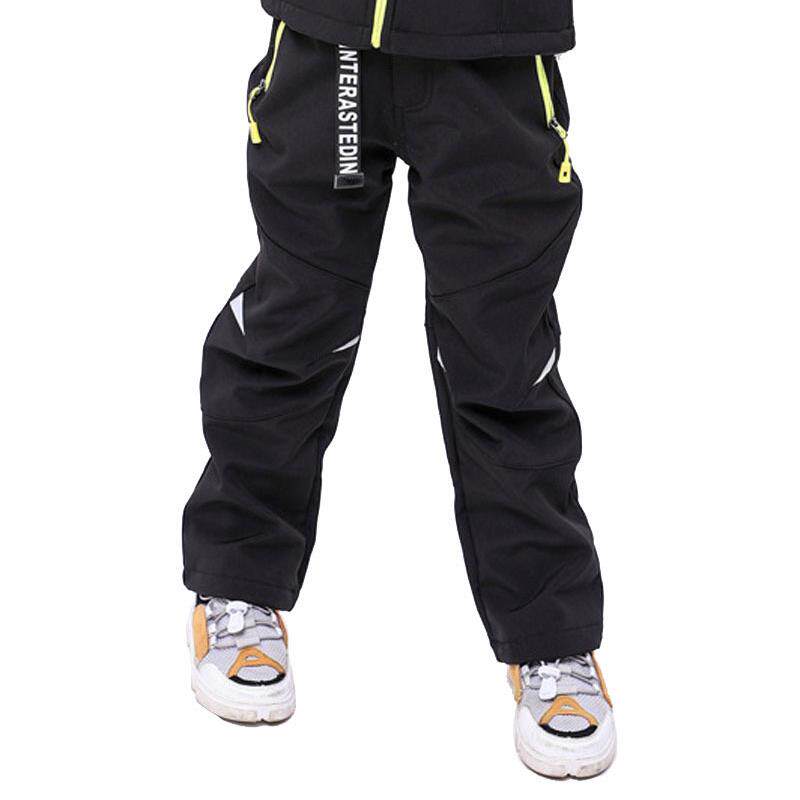 儿童冲锋裤软壳裤登山裤男女童防水保暖加绒保暖裤户外童装