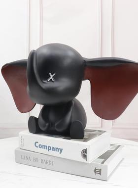 简约现代创意大耳朵小飞象可爱雕塑摆件样板间儿童房客厅家居饰品