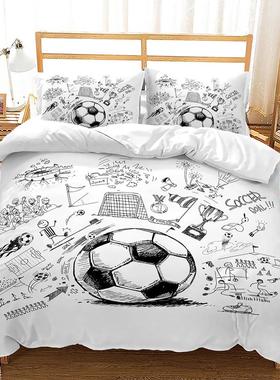 eBay篮球足球d数码印花床上套件外贸三件套被套