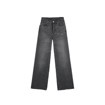 GALASHELLS轻复古经典水洗深灰直筒牛仔裤 #0410401-BK1