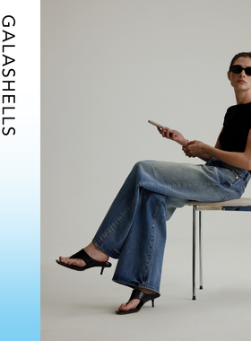 GALASHELLS24321-0003柔软轻盈感阔腿牛仔裤