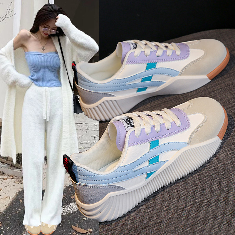 德训鞋女2025春秋季新款单鞋时尚平底百搭休闲运动鞋拼色鞋子板鞋,女鞋,德训鞋,淘宝优惠券,粉丝福利购,淘宝优惠卷